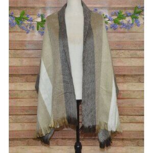 Women's Striped Alpaca Wool Scarf Shawl Size 72 X 24" Neutral Colors So Soft